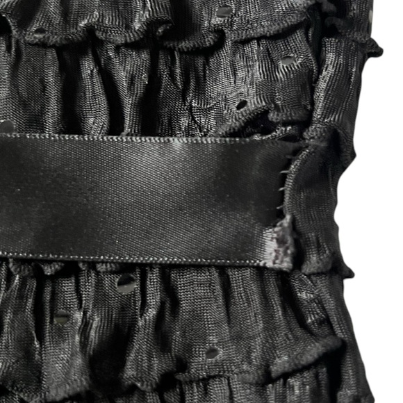 Sparkling Super Cute Black Shelly Tube Top with Ruffles a d Satin Bow - Picture 8 of 8